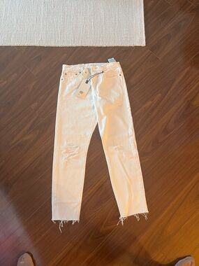 Levi's White Distressed Denim Jeans Wedgie